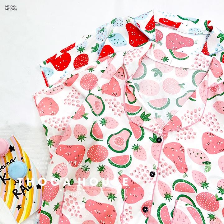 Đồ bộ pyjama mặc nhà kiểu cánh dơi 2 túi viền họa tiết THOCA HOUSE dễ thương xinh xắn, thoải mái