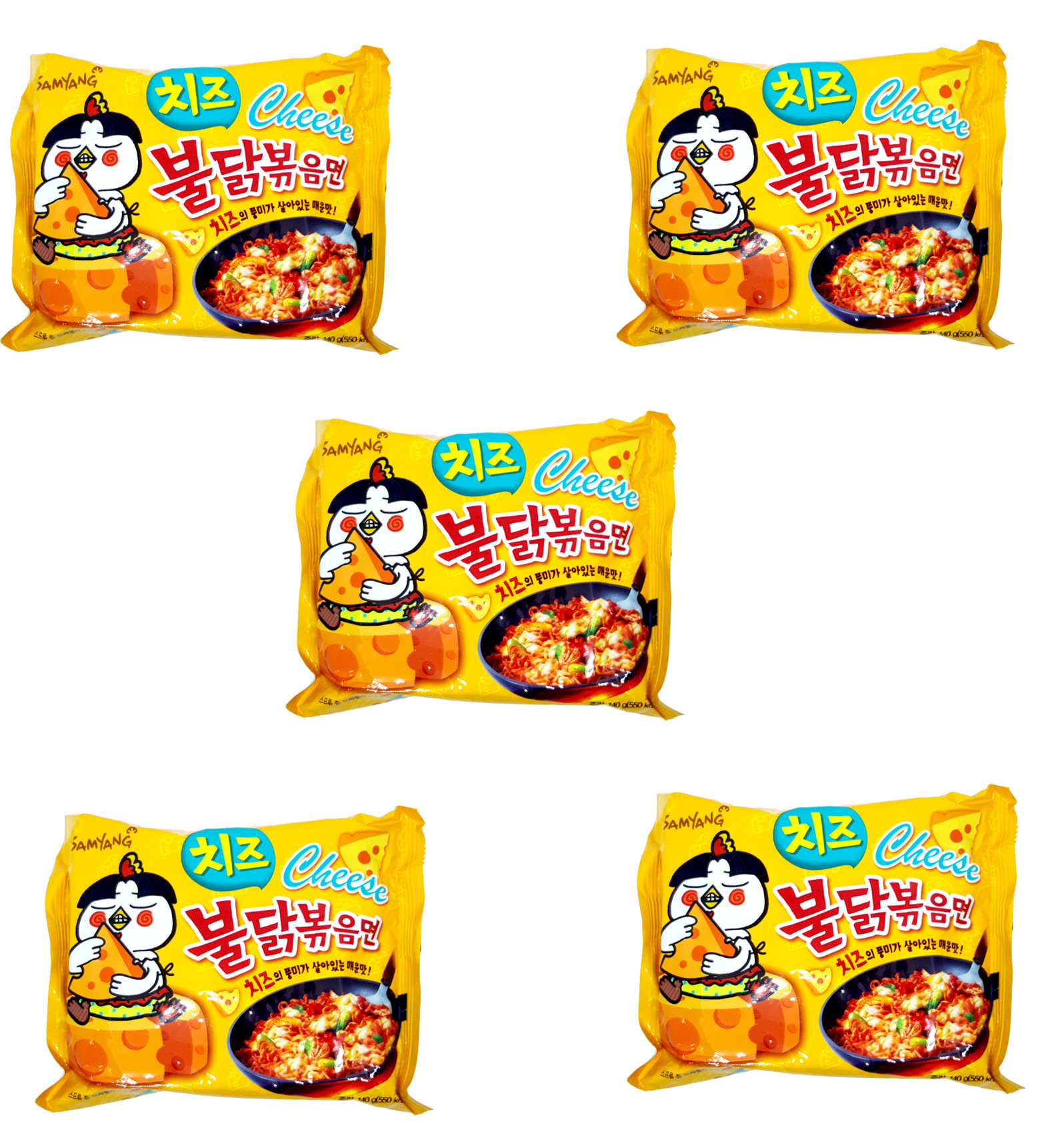 Combo 5 Gói Mì Khô Gà Cay Vị Phô Mai SAMYANG 140G