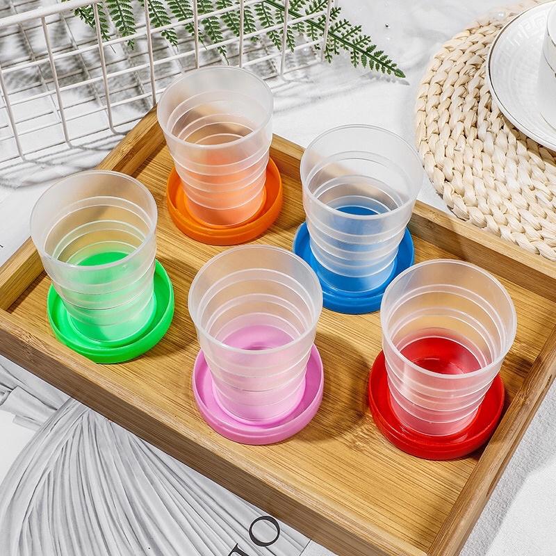 Ly uống nước gấp gọn trong suốt có có nắp đậy hình thú đáng yêu phù hợp picnic, du lịch, văn phòng, trường học