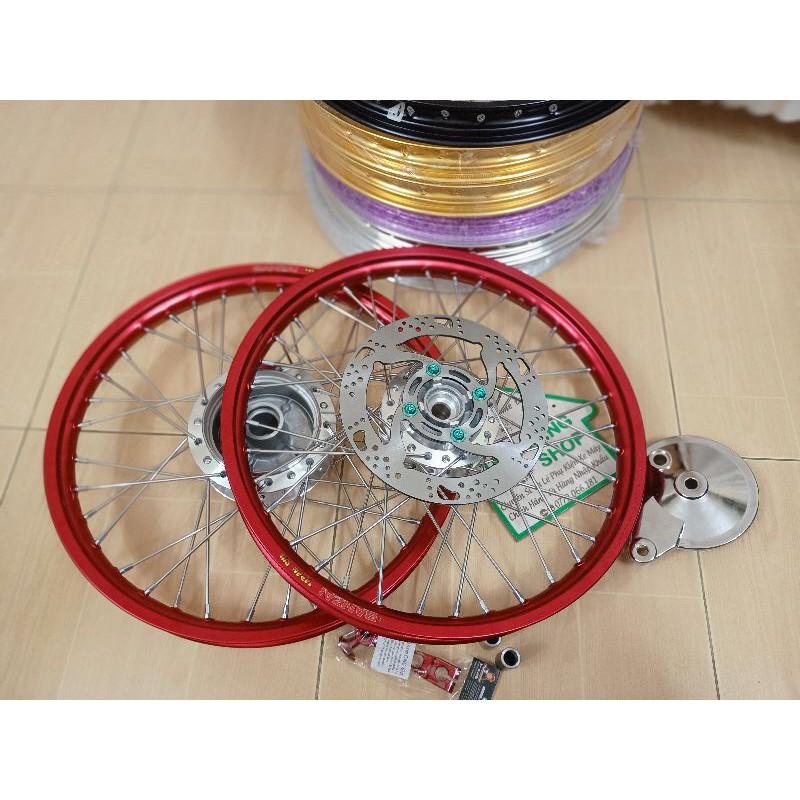 BÁNH CĂM CHO XE WAVE 1 ĐĨA TRƯỚC ĐÙM MA CROM NIỀNG BANZAI CÓ NHIỀU MÀU TẶNG KÈM ỐC G5 ĐĨA KIỂU KÈM MÁ ĐÙM SAU ĐÃ RÚT CĂM SẢN