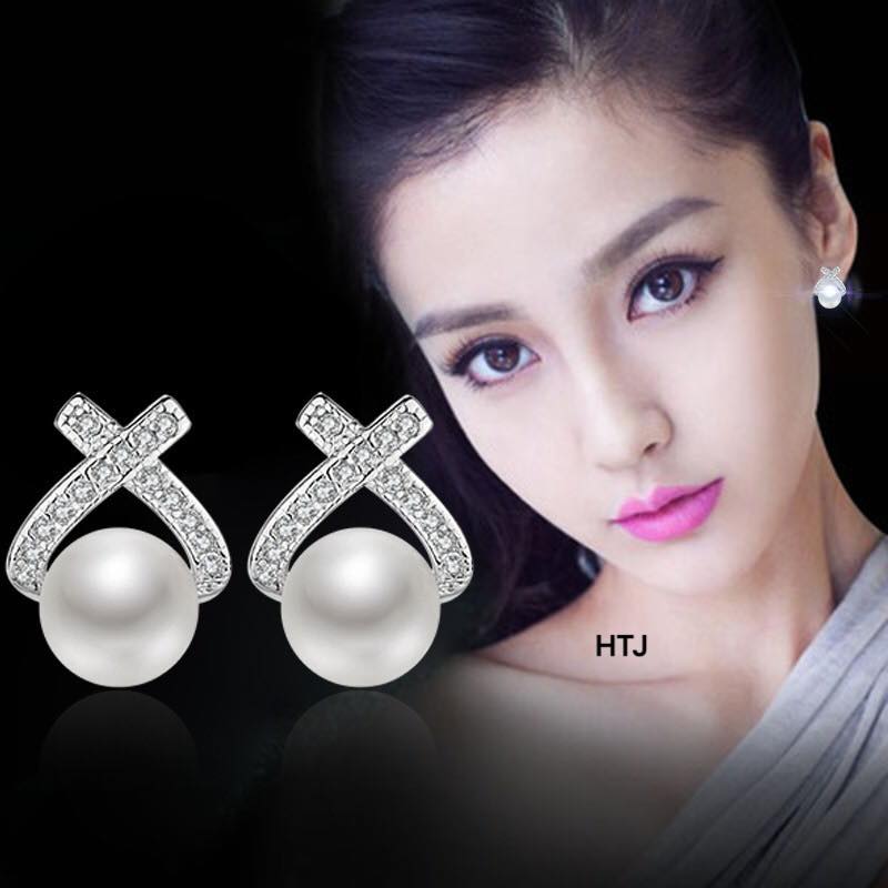Bông tai nụ trai chất liệu bạc s925 MS58a