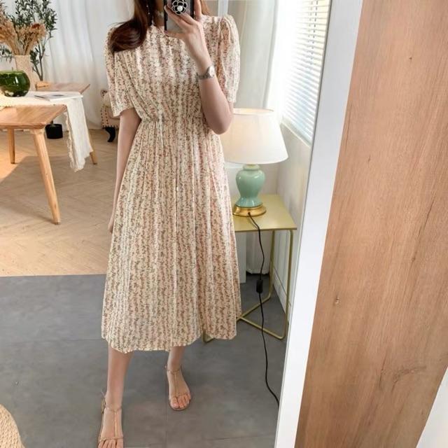 Váy hoa nhí vintage cổ tròn tay bồng dáng dài Ulzzang style VFF8927 Hàng Quảng Châu