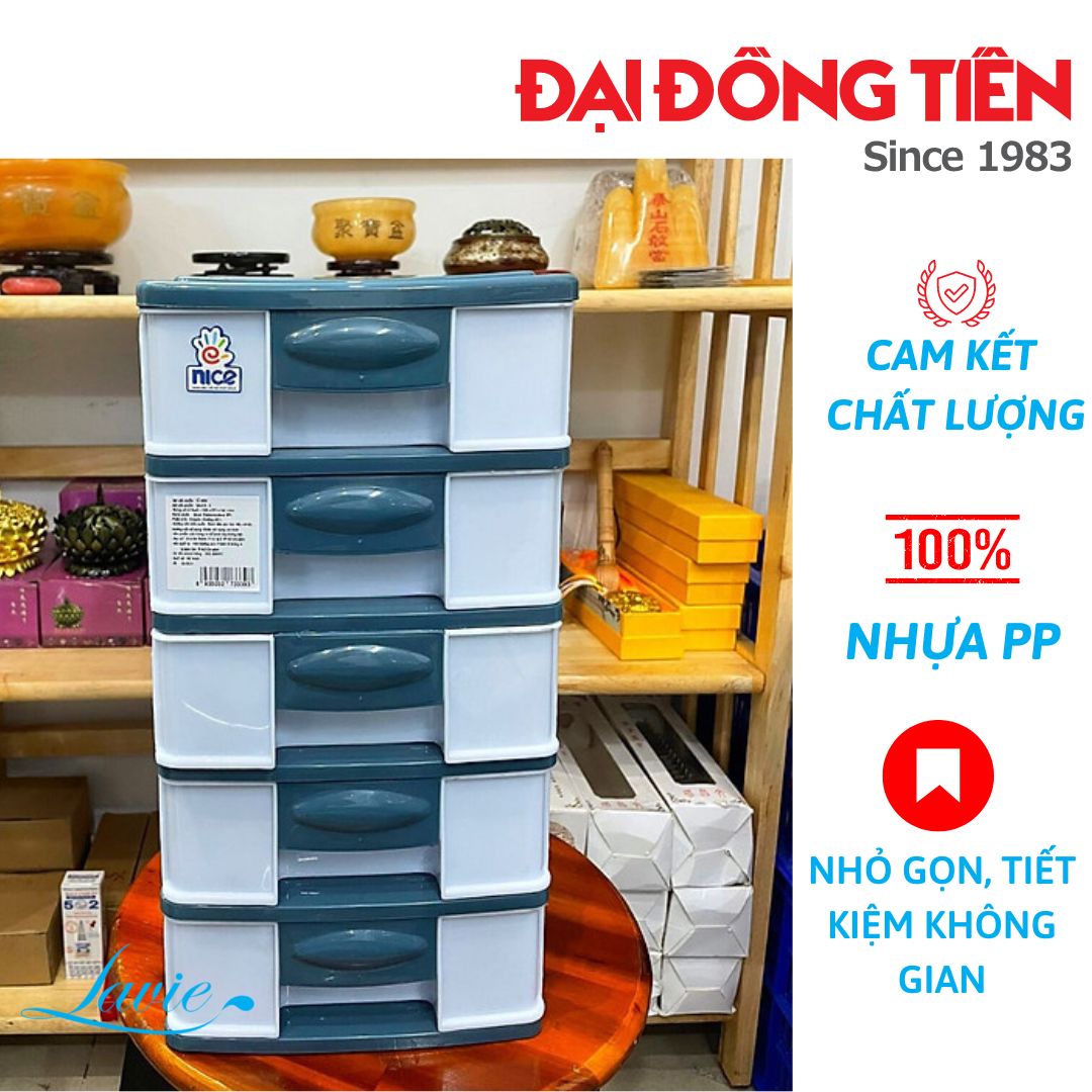 Tủ nhựa đa năng 5 ngăn đựng đồ để bàn tiết kiệm không gian 100% nhựa PP Đại Đồng Tiến an toàn sức khỏe