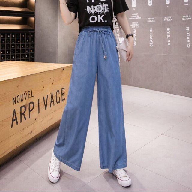 Quần ống rộng - Quần jeans ống rộng lưng thun A021 - quần nữ ống suông _ shop Thảo Tiên