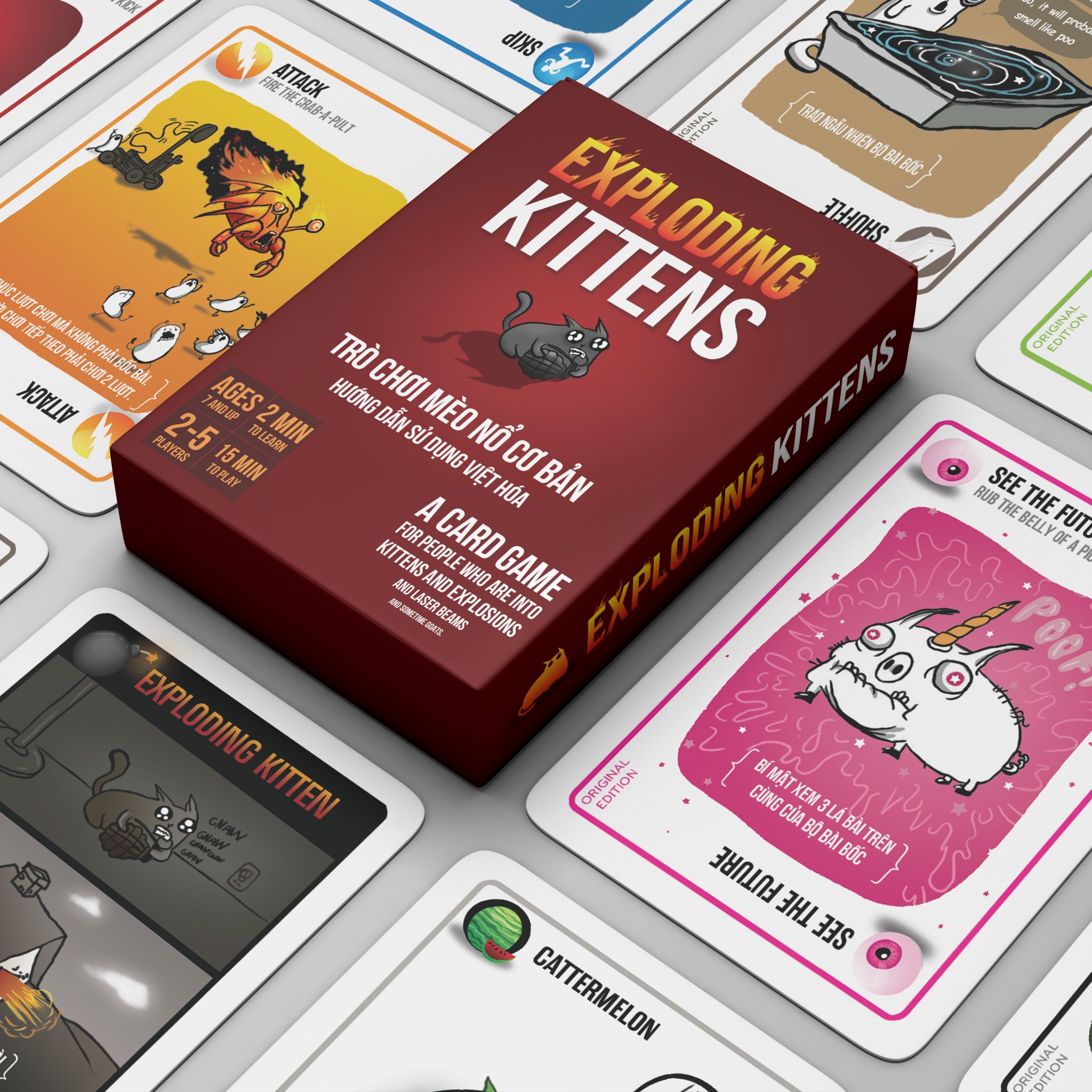 Bộ bài MÈO NỔ Hộp Giấy việt hóa Exploding kitten chơi cùng nhóm bạn