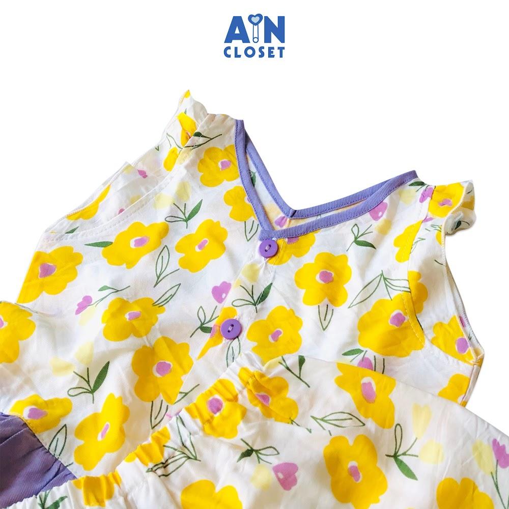 Bộ quần áo ngắn bé gái họa tiết Hoa vàng viền tím - AICDBGGTMM8J - AIN Closet