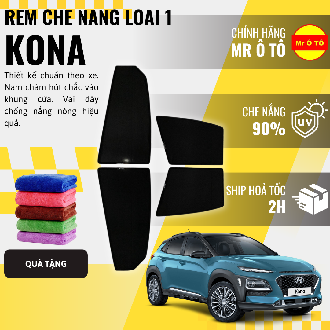 Rèm Che Nắng Xe Hyundai Kona Loại 1 Mr Ô TÔ Bảo Hành 24 tháng Cam Kết Chuẩn Khít Theo Xe