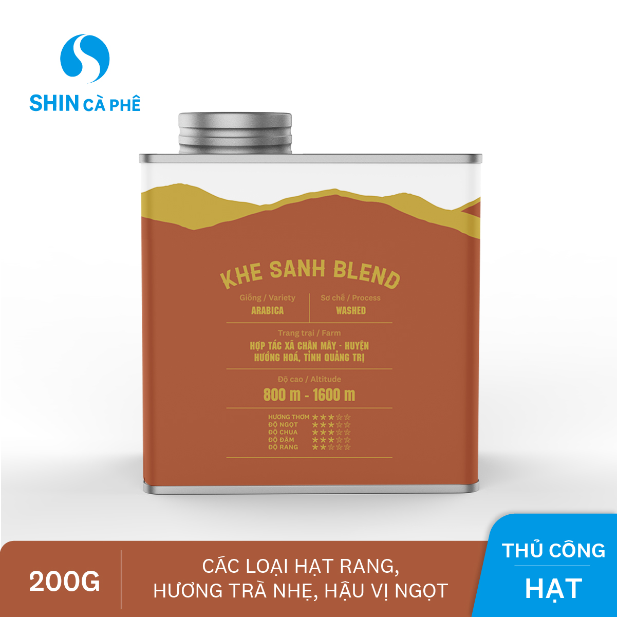 SHIN Cà Phê_Cà phê thủ công Khe Sanh Blend hộp thiếc 200g