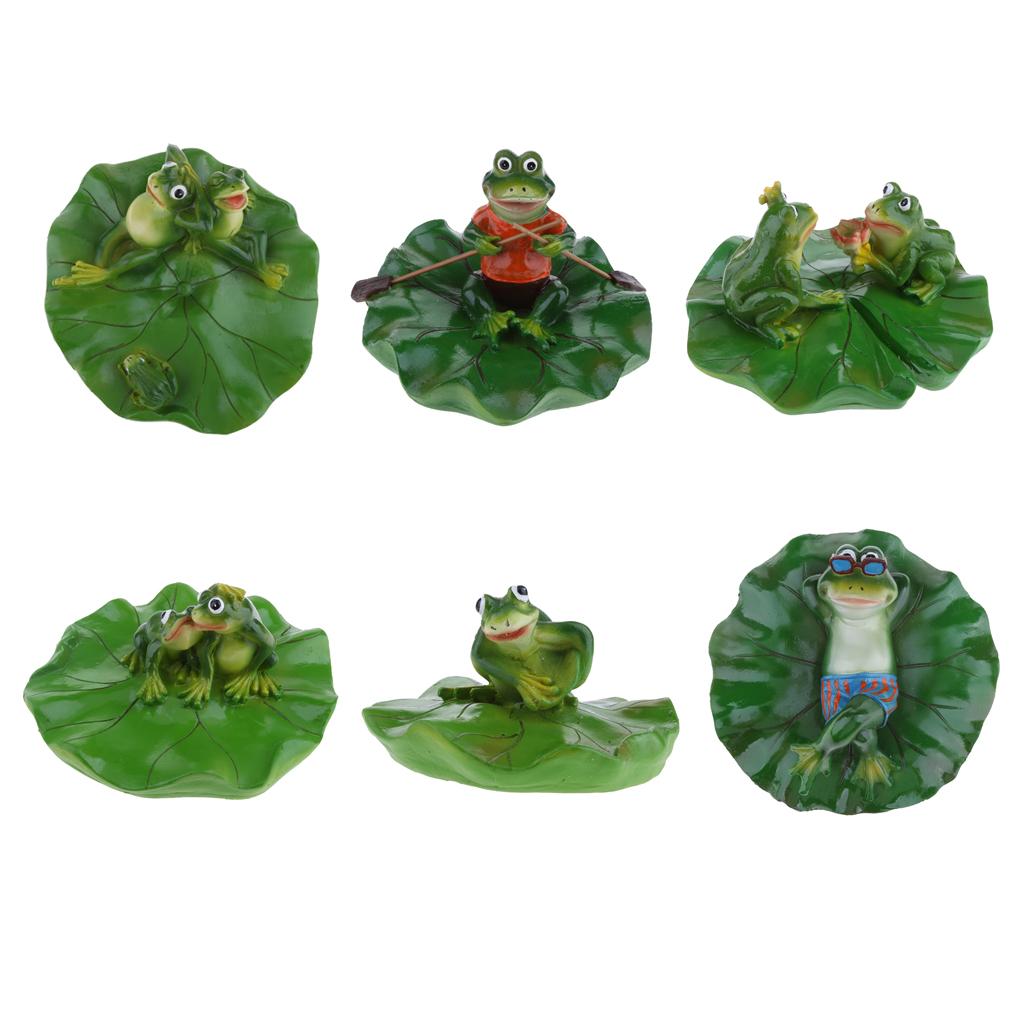 6 Type True to Nature Water Floating Ornament Pond Lily Lotus Leaf Frog Garden Pond Fishpond Summer Swimming Pool Decor