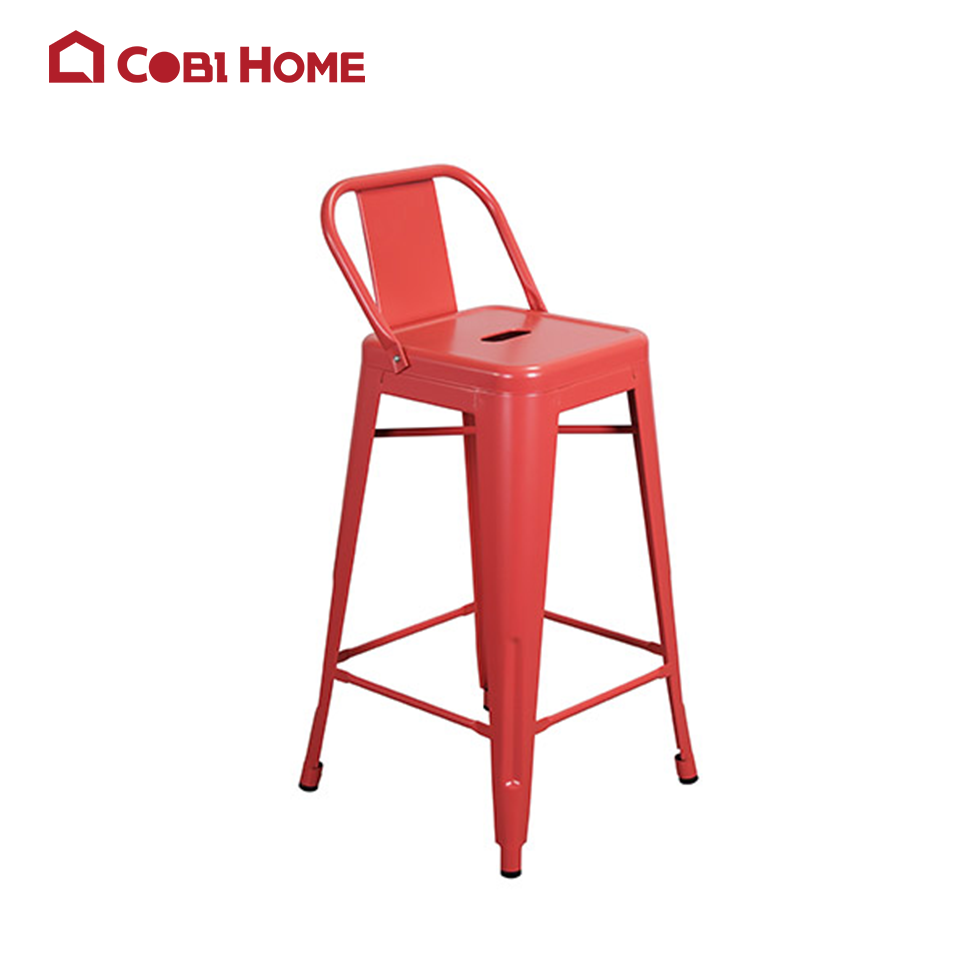 Ghế quầy bar có tựa lưng bằng thép sơn tĩnh điện cao cấp RUDI nhiều màu
