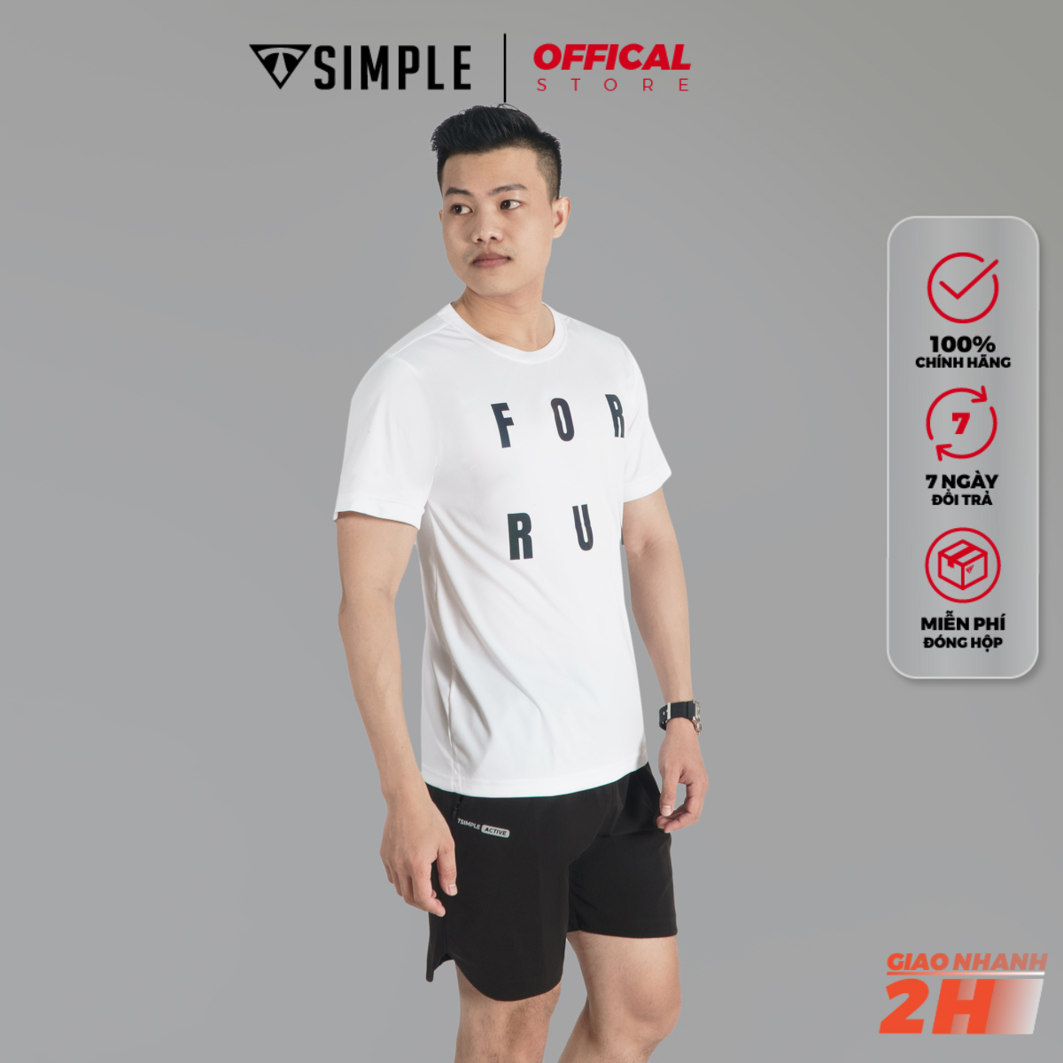 Áo Thể Thao Nam TSIMPLE cổ tròn tay ngắn tập gym vải thun lạnh thoáng mát co giãn chuẩn form For Run MSSAHP3