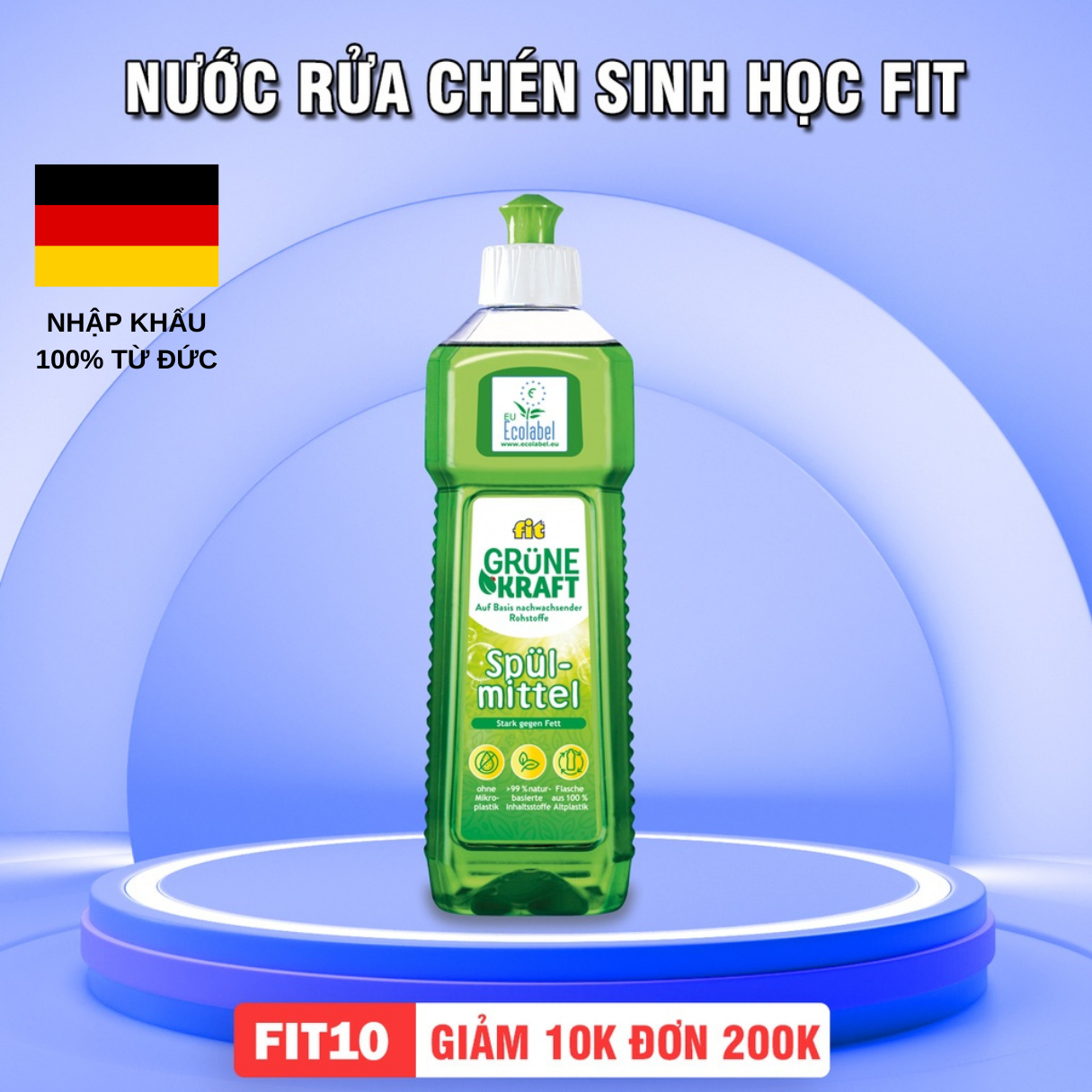 Nước Rửa Chén Sinh Học Fit Kraft Grune Spulmittel, nước rửa chén bát hữu cơ dung tích 500ml