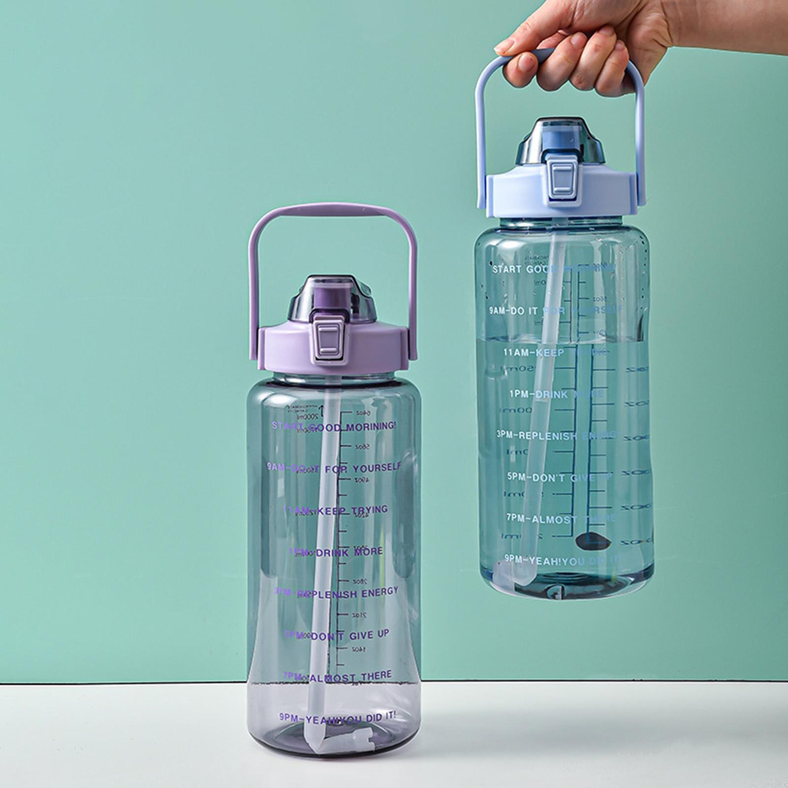 Water Bottle, 67Oz Large Sports Water Bottle for Men, Women, Wide Mouth Water Bottle with Carry Handle, Time Marker and Straw for Fitness Running