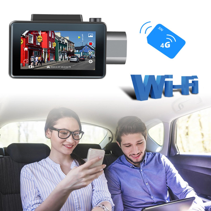 Camera hành trình Phisung K11 tích hợp 4G, Wifi, màn hình 3 inch, camera sau tiêu chuẩn AHD