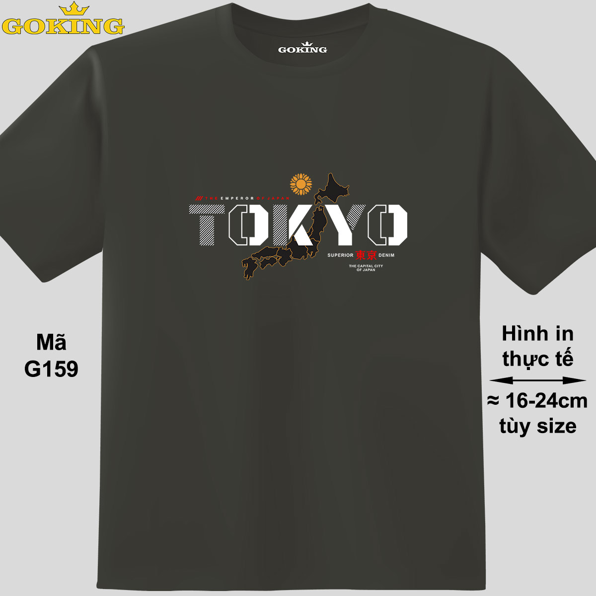 TOKYO, mã G159. Áo thun hàng hiệu GOKING, form unisex cho nam nữ, trẻ em, bé trai gái. Áo phông in hình chữ đẹp. Quà tặng cao cấp cho gia đình, cặp đôi, hội nhóm, doanh nghiệp