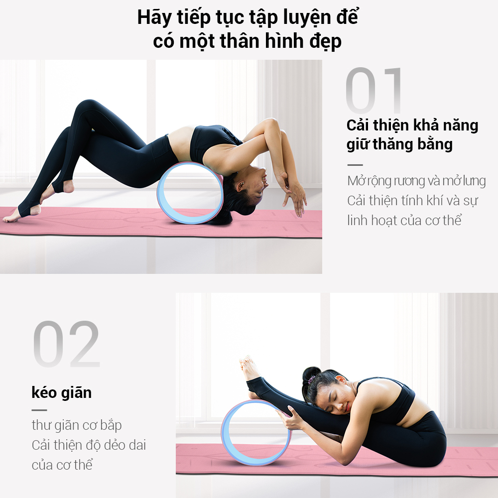 OneTwoFit Vòng Tập Yoga, Vòng Yoga Pilates Nhựa  Tập Lưng Cao Cấp Chính Hãng Yoga Wheel  tập mở lưng