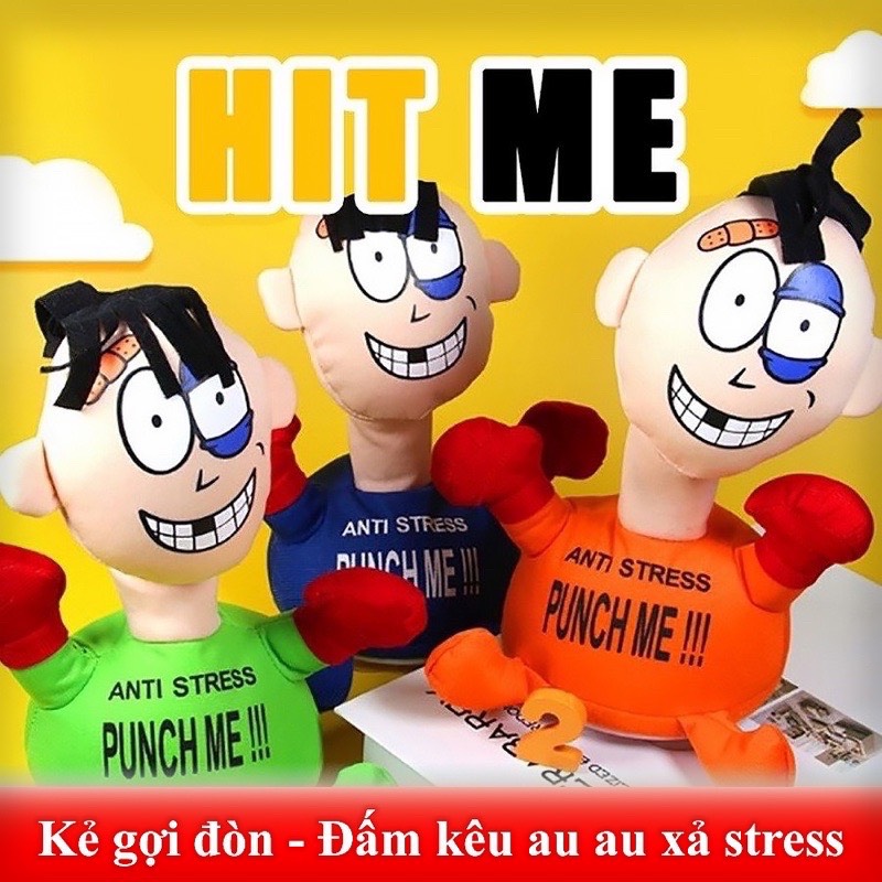 Đồ chơi đấm bốc xả stress giảm căng thẳng Punch Me có tiếng kêu và miếng hút để cố định 23cm