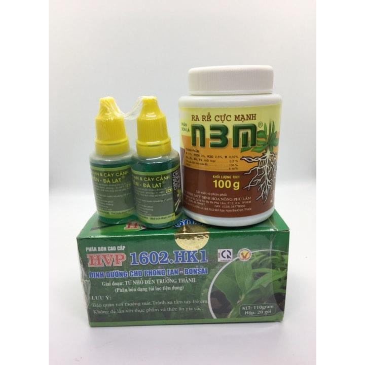 Combo chăm sóc lan cơ bản 1 chai Hùng Nguyễn+1 N3M +1 hộp HK1602