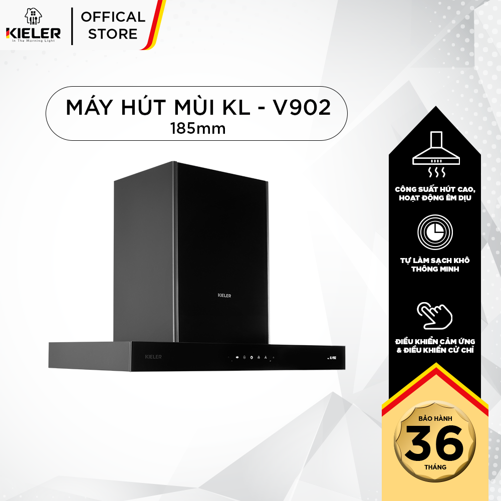 Máy hút mùi gắn tường Kieler KL-V902 công suất hút cao, điều khiển cảm ứng - Hàng Chính Hãng Miễn Phí Vận Chuyển Và Lắp Đặt