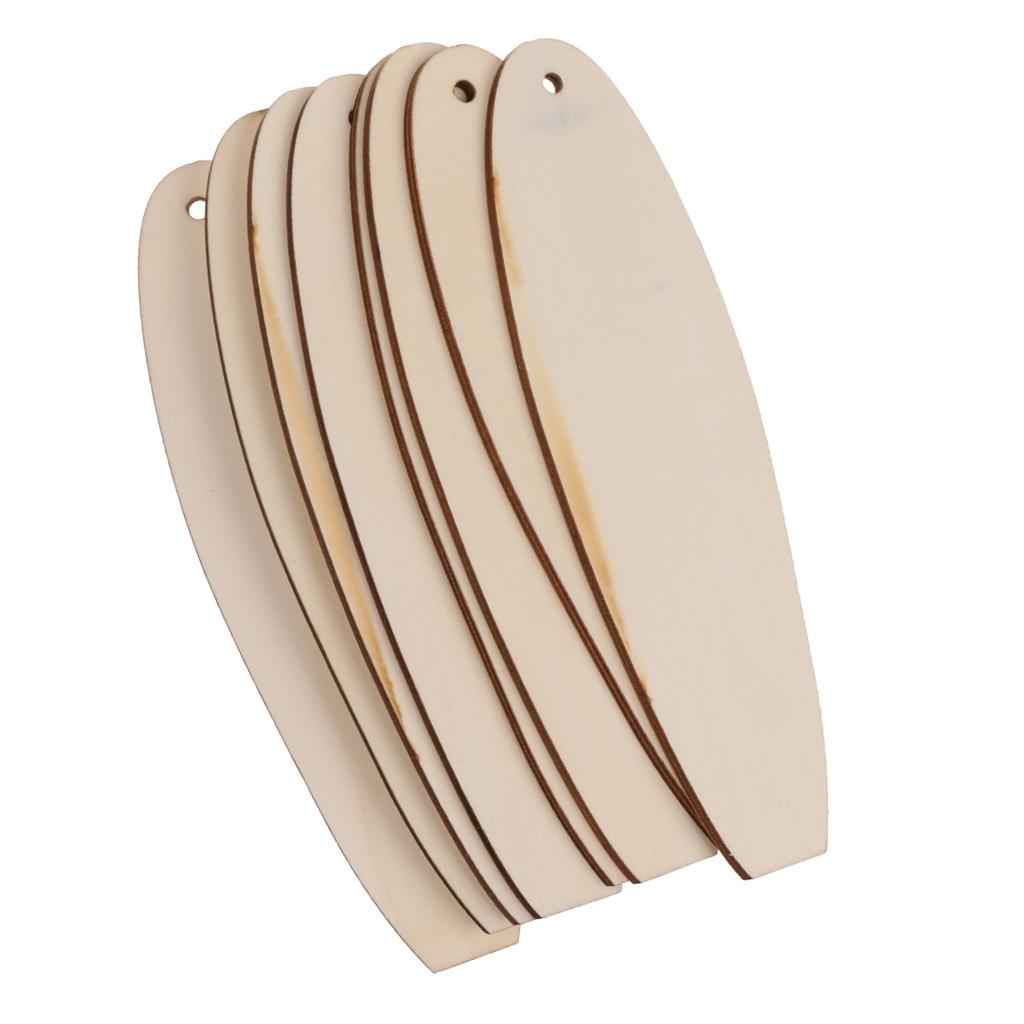 Set 8 Tấm Thẻ Gỗ Trơn Có Lỗ Treo Dùng Làm Thủ Công Đa Năng