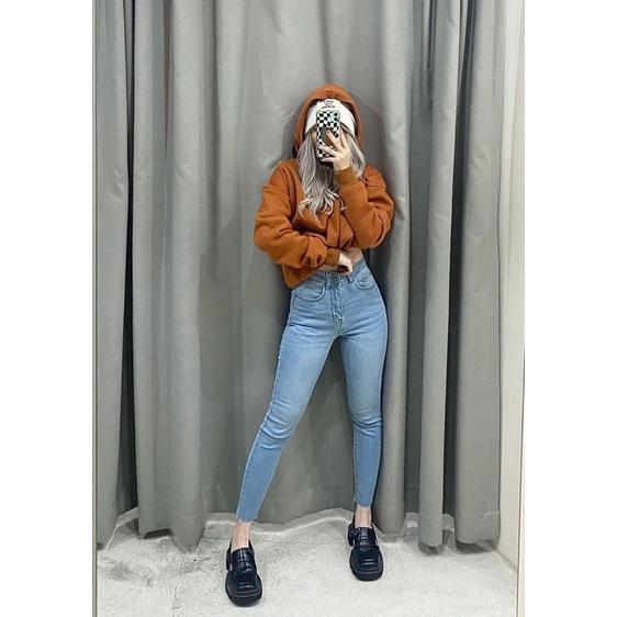 Quần jean nữ skinny lai cắt hiệu chất co giãn thoải mái phom 9 tấc