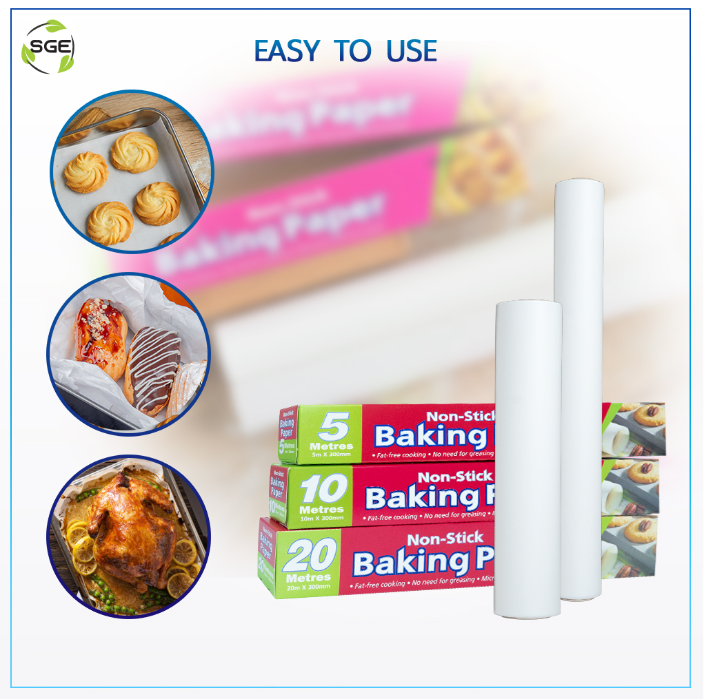 Cuộn Giấy Nến/ Giấy Nướng Bánh PP, Sử Dụng Đa Mục Đích Nướng Bánh, Hấp Bánh, Lót Nồi, Thấm Dầu Cực Tốt, Chịu Được Nhiệt Độ Tới 250 Độ . Cuộn Dài 500cm đến 2000cm, Có Đi Kèm Lưỡi Dao Cắt Tiện Dụng. Hàng Nhập Khẩu Chính Hãng Thailand