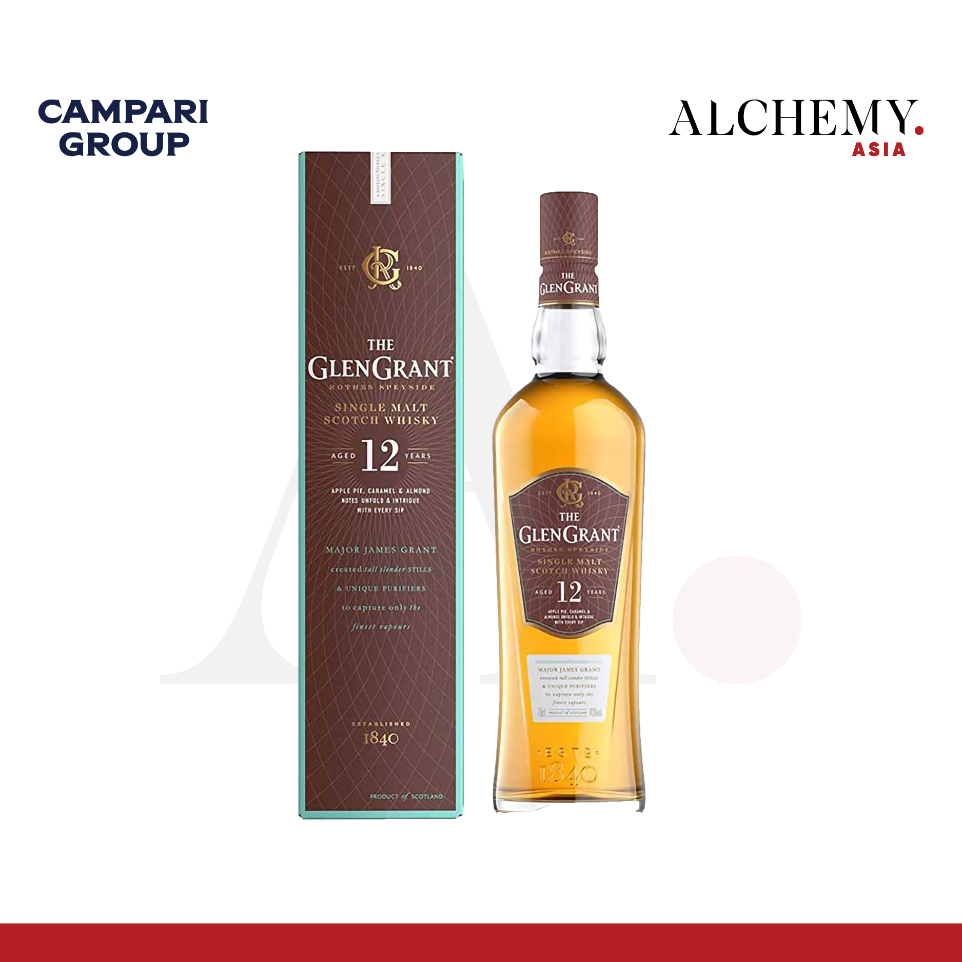 [TET EDITION 2024] Rượu Glen Grant Single Malt Scotch Whisky 12YO 43% 1x0.7L