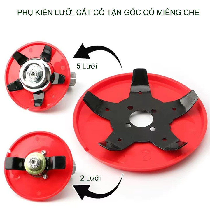 Phụ kiện lưỡi cắt cỏ tận gốc, làm cỏ ruộng vườn, loại 2 và 5 đầu, D14.5cm, dùng cho máy cắt cỏ chạy nhiên liệu