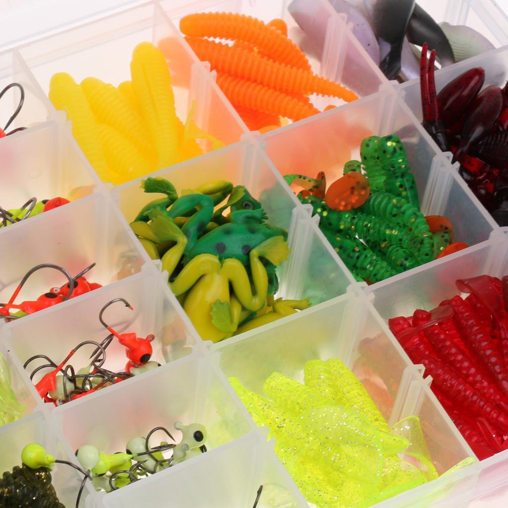 316pcs Soft Fishing Lure Bait & Jig Head Hook Set for Saltwater/Freshwater