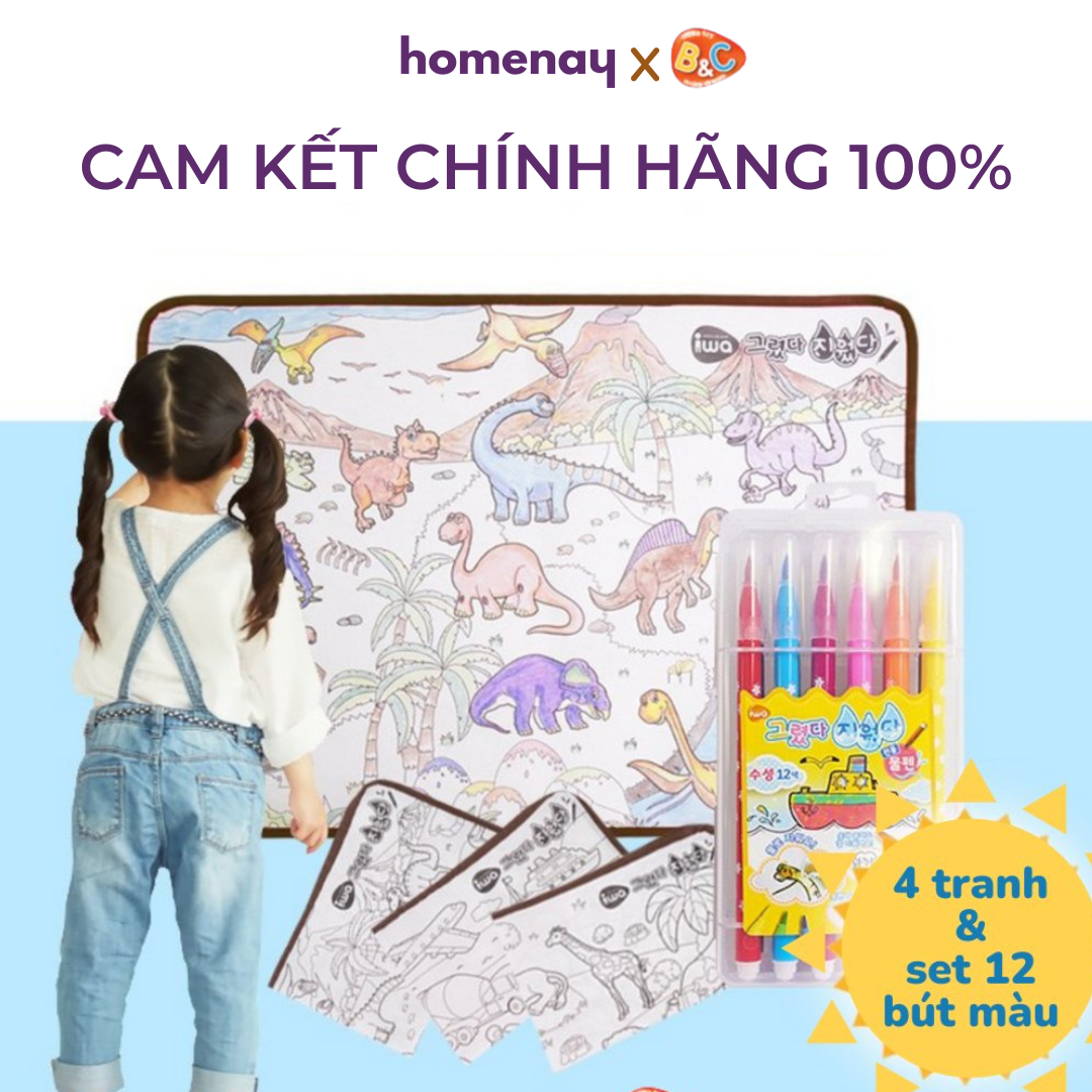 Set 4 sách tô màu bằng vải có thể giặt sạch đi kèm bút màu