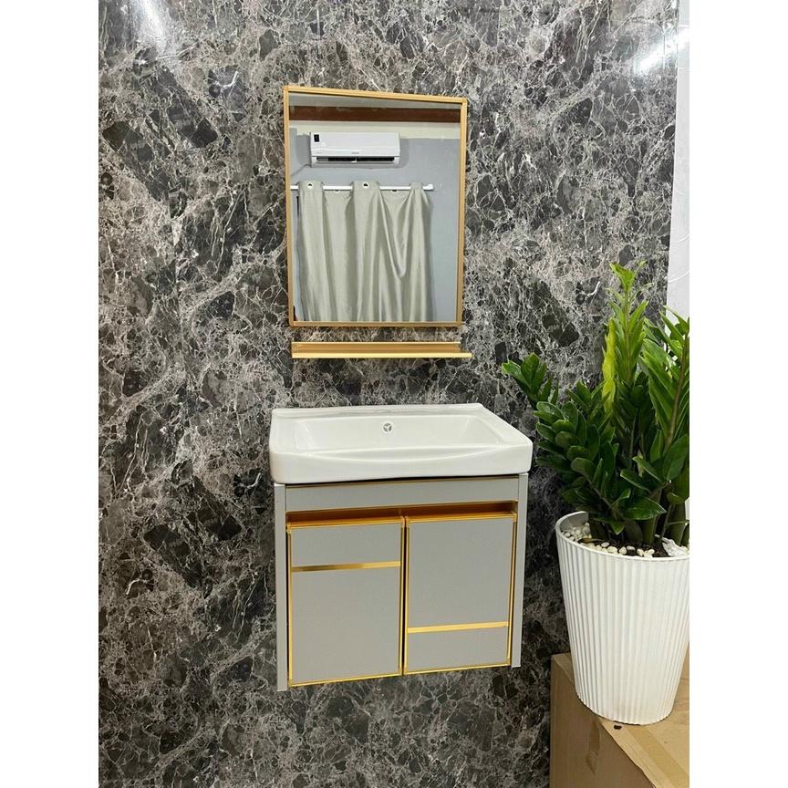 BỘ COMBO 4 MÓN TỦ + LAVABO 9 GƯƠNG VUÔNG + KỆ