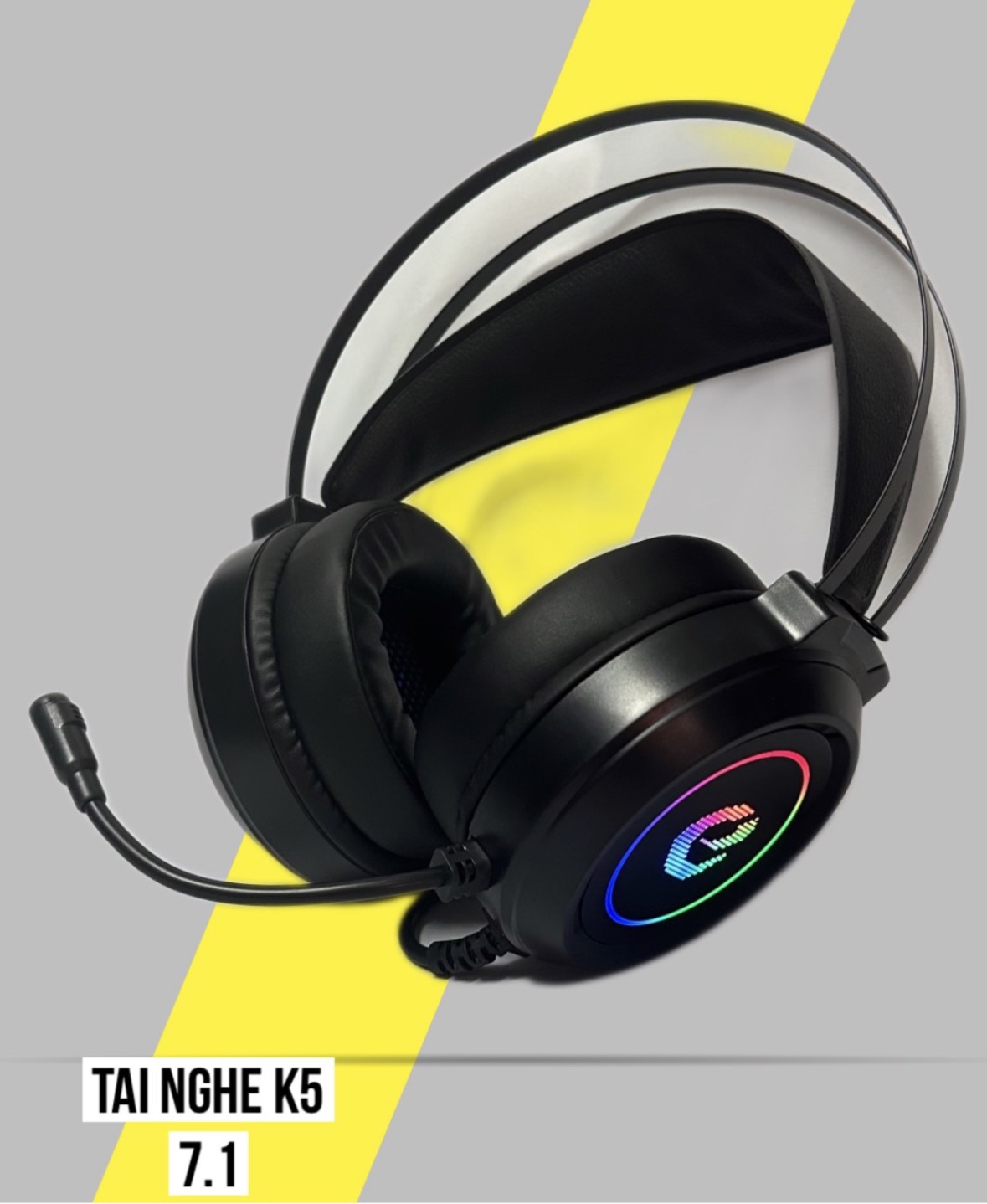 Tai nghe gaming có K5 7.1 màu Đen, có mic, có đèn đổi màu cực đẹp siêu rẻ