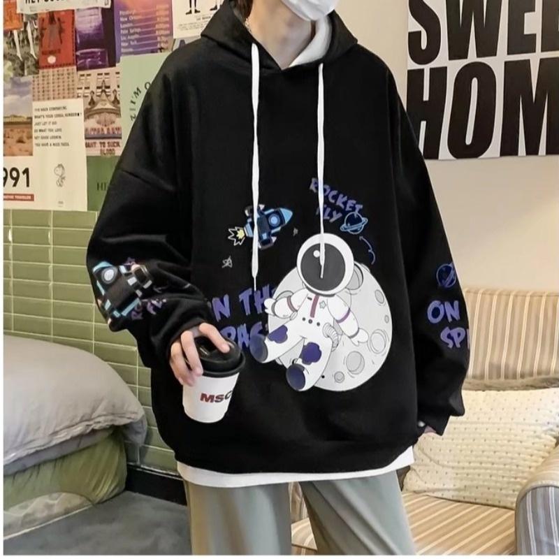 Áo Hoodie Lót Bông 100% Mũ Hai Lớp Áo Nỉ Lót Bông Nam Nữ Unisex Hình in phi hành gia Hàng Quảng Châu Siêu Đẹp