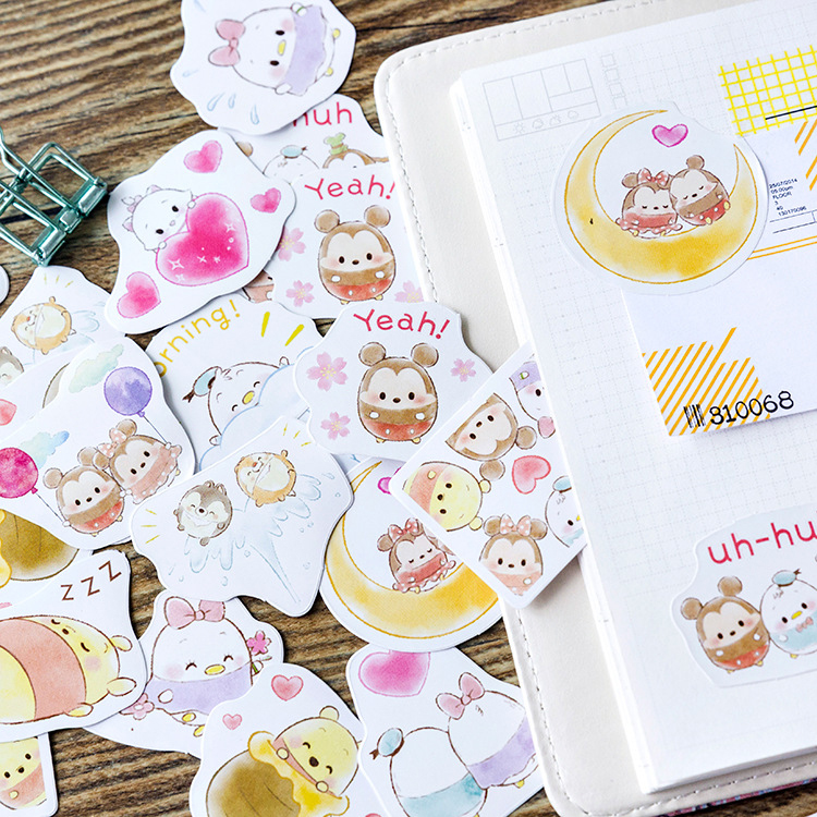 Sticker chủ đề Tsum Tsum - Hộp 45 miếng dán trang trí sổ tay Bullet Journal - M129