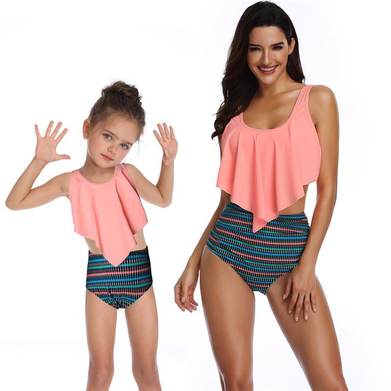 Năm 2019 Họ Phù Hợp Với Đồ Bơi Mẹ Con Gái Đầm Mẹ Con Gái Bikini Áo Tắm Đồ Bơi Trẻ Em Họ Phù Hợp Với Trang Phục