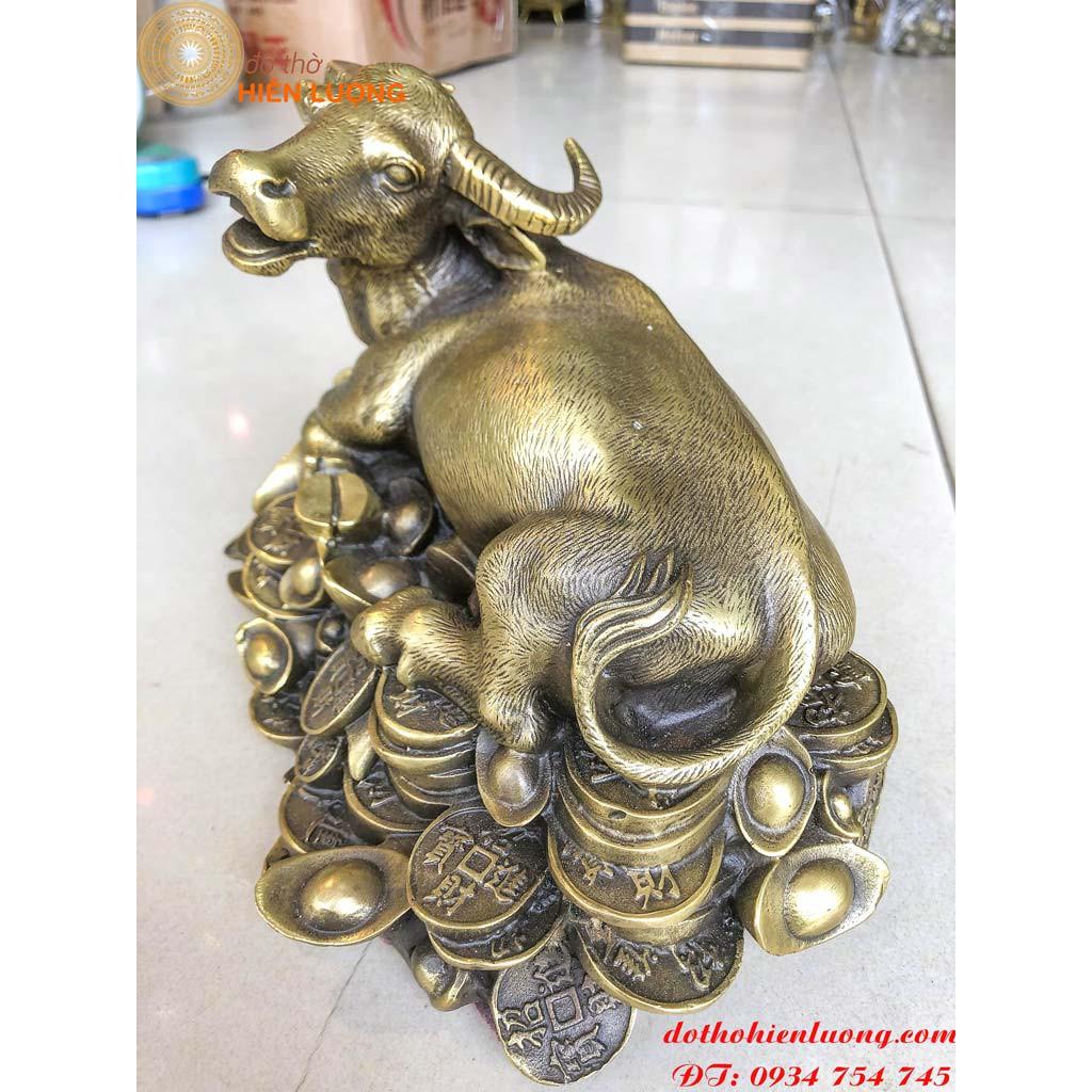 Tượng Trâu Nằm Bệ Vàng Bằng Đồng – Quà Tặng Trâu Phong Thủy