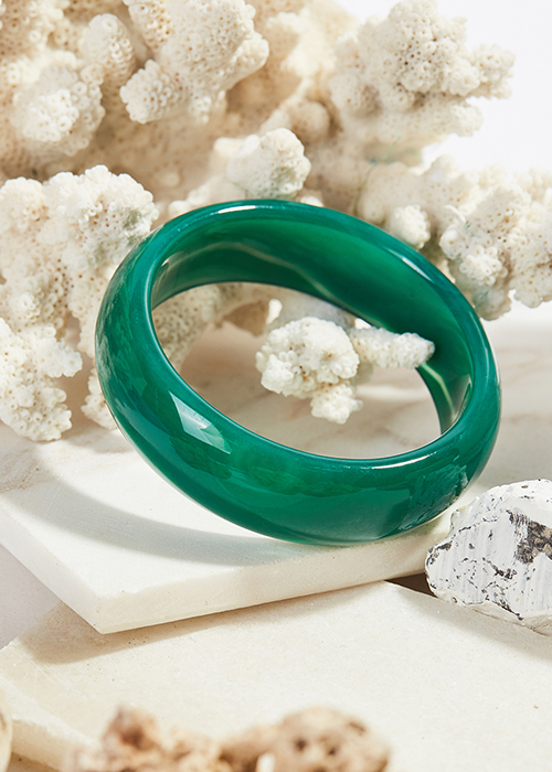 Vòng tay đá mã não bản hẹ xanh đậm ni 60mm mệnh mộc hỏa - Ngọc Qúy Gemstones