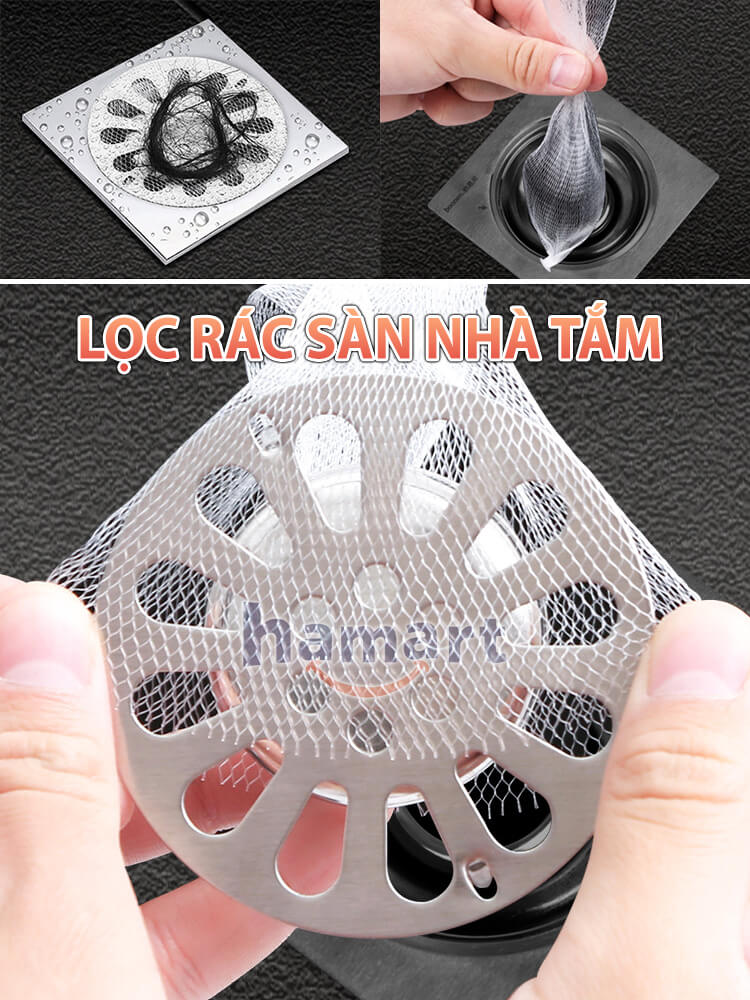 100 Túi Lưới Lọc Rác Bồn Chậu Rửa Chén Bát Có Chun Bo Gom Đựng Rác Tiện Lợi