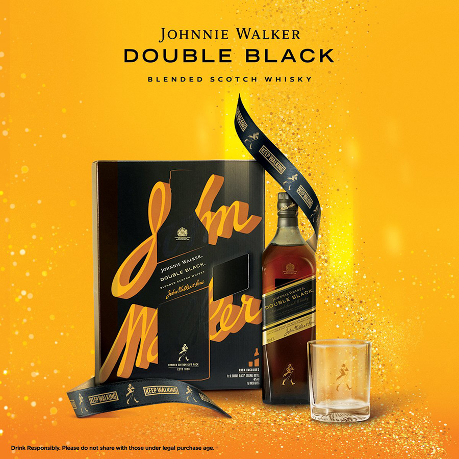 [Made in Scotland] Hộp quà Rượu Johnnie Walker Double Black Blended Scotch Whisky 40% 1000ml