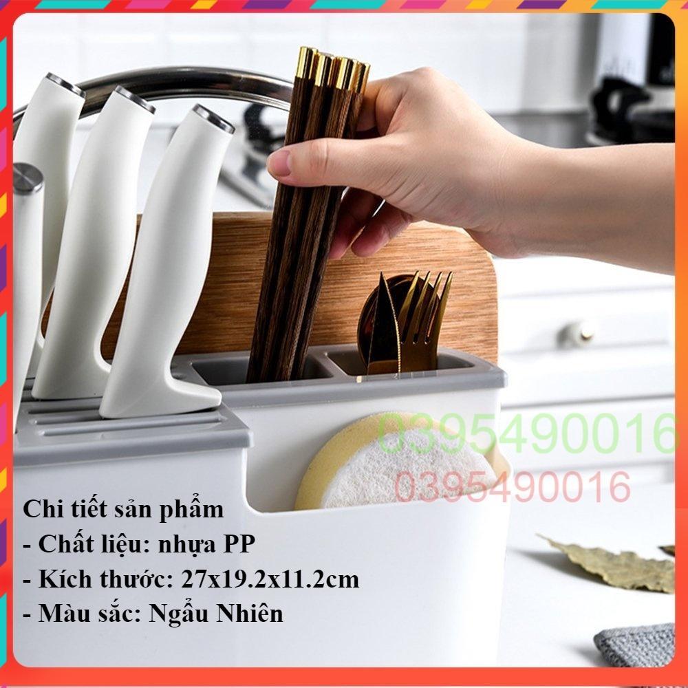 Kệ đựng đũa muỗng dao kéo thìa, có ngăn để thớt vung nồi tiện dụng, nhựa PP bền bỉ