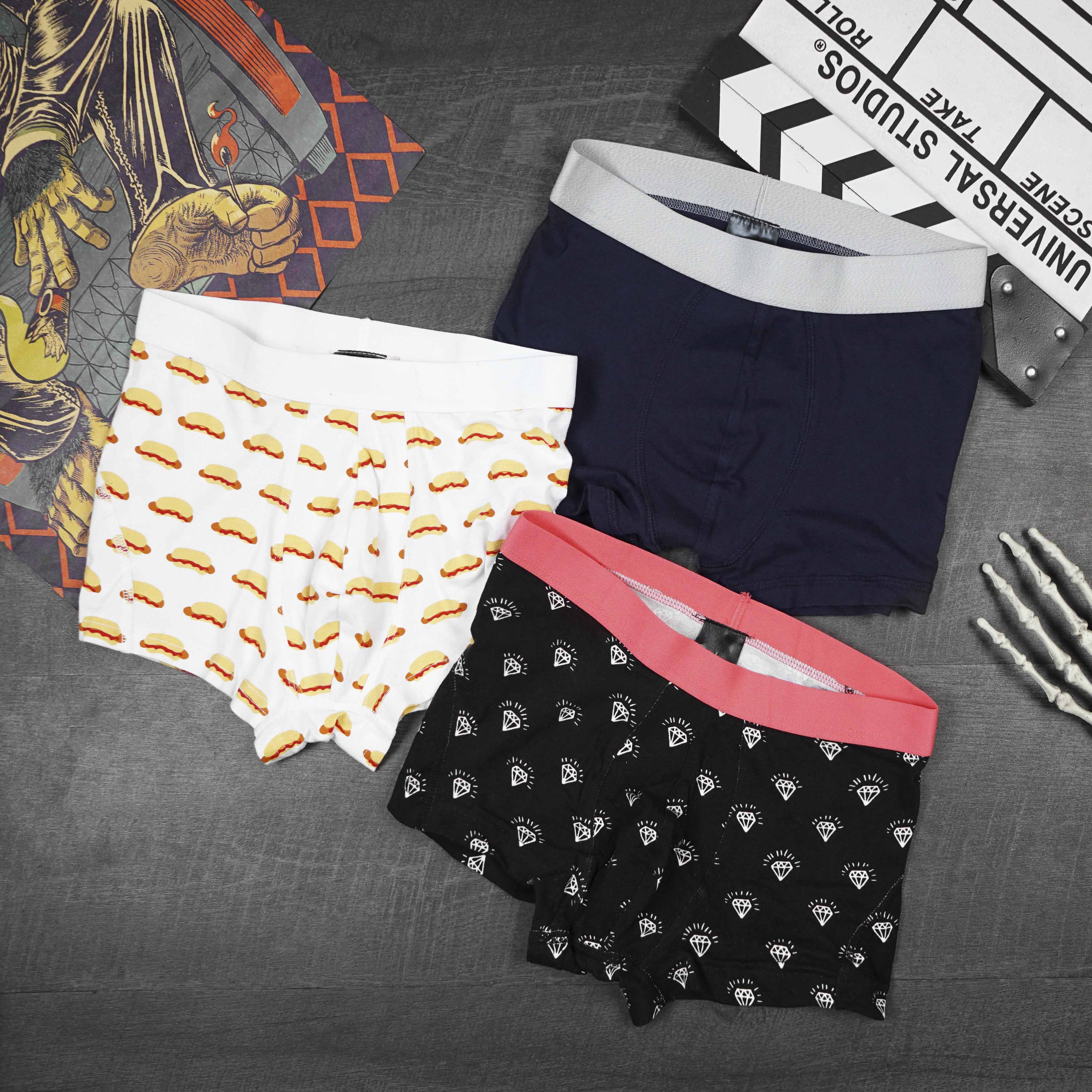 Combo 3 Quần Boxer Cotton 100% - Trơn và họa tiết