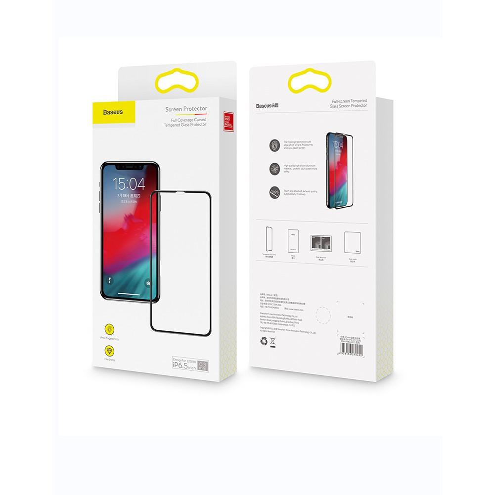 Kính cường lực dành cho Iphone XR & Xs Max 3D 0.3 mm kín màn viền đen hàng chính hãng Baseus