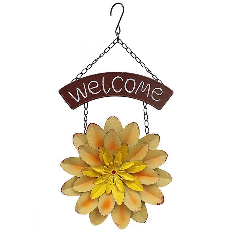 Flower Welcome Sign Farmhouse Floral Hanging Sign Wreath for Front Door Window Decor