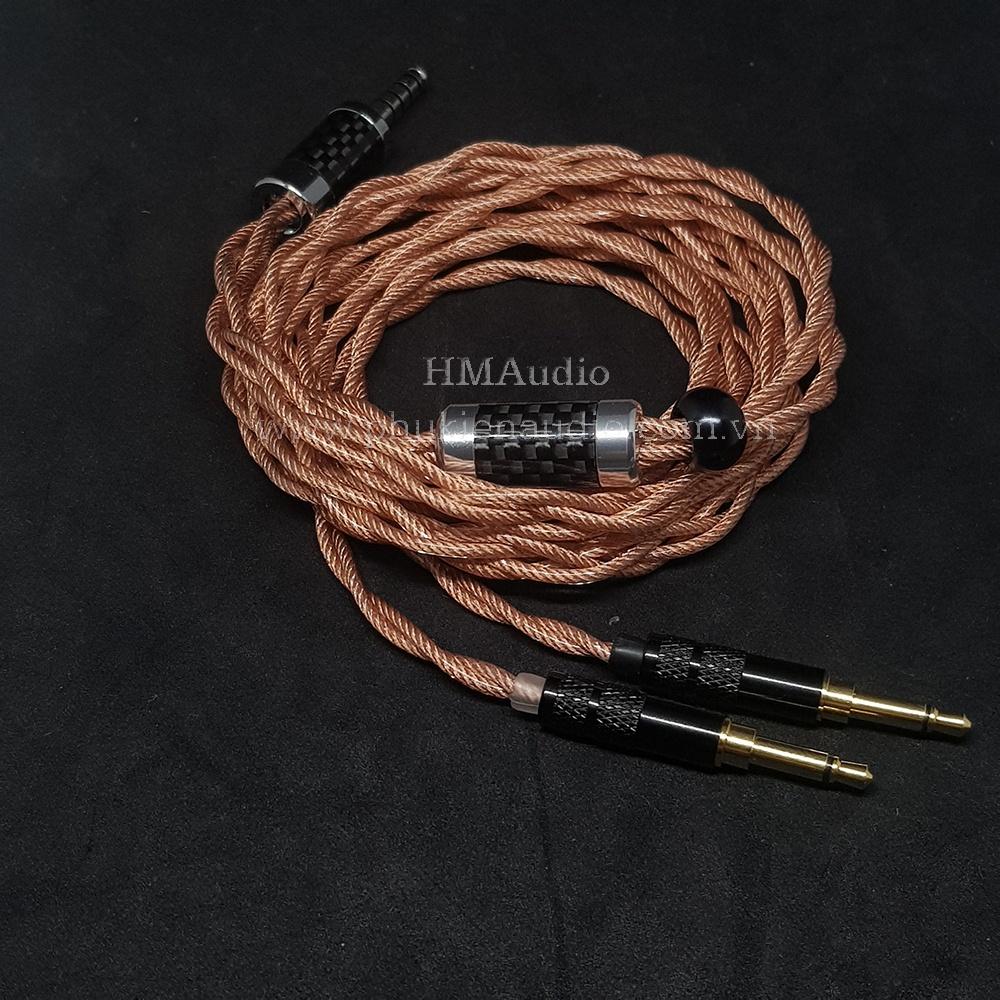 Dây tai nghe đồng OFC 1.8mm tết 4 - Connector Dual 3.5mm
