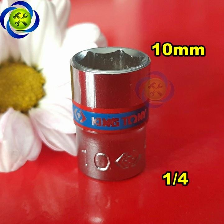 Tuýp 10mm 1/4 Kingtony 233510M loại ngắn 6 cạnh màu trắng