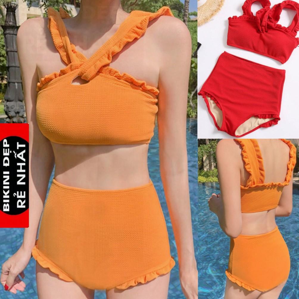 (M3) BIKINI UZZLANG HÀN QUỐC 2021 2 MẢNH CẠP CAO NƠ NGỰC