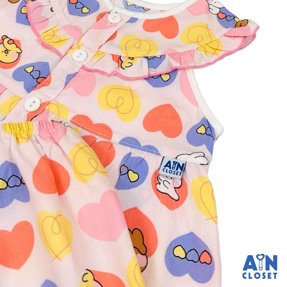 Bộ quần áo Ngắn bé gái hoạ tiết Thỏ Tim Hồng Lanh lụa - AICDBG46ZIU2 - AIN Closet