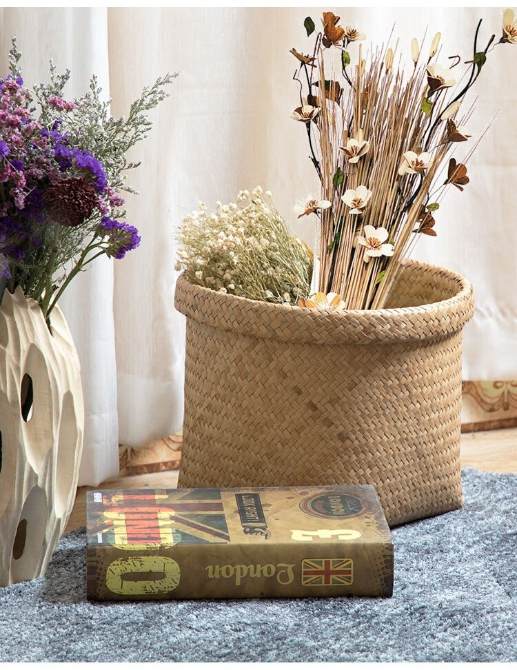 Giỏ cói trồng cây trang trí decor, đựng đồ, cắm hoa - Cây giả, hoa lụa Decor trang trí