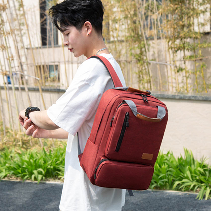 Hình ảnh Balo nam nữ B1087 NASI Store bộ 3 sản phẩm gồm ba lô laptop 15,6 inch học sinh đi học đi làm công sở túi đeo chéo có lỗ sạc tai nghe đi chơi du lịch bóp vải