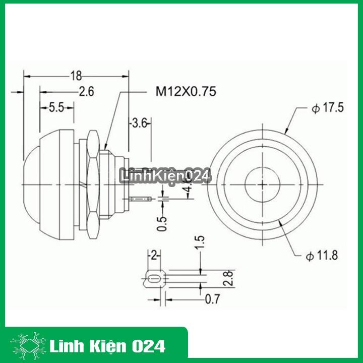 Nút Nhấn Đề PBS-33B Không Thấm Nước 12mm